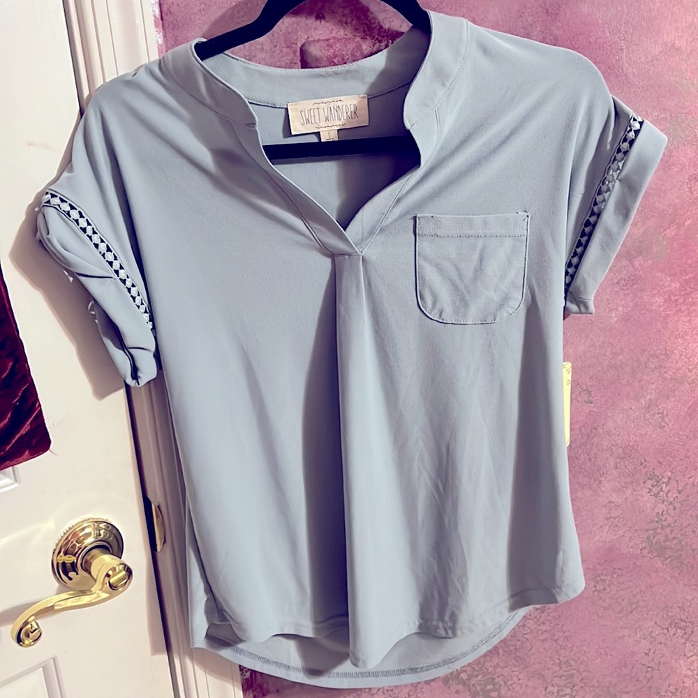 boho top with light turquiose color
